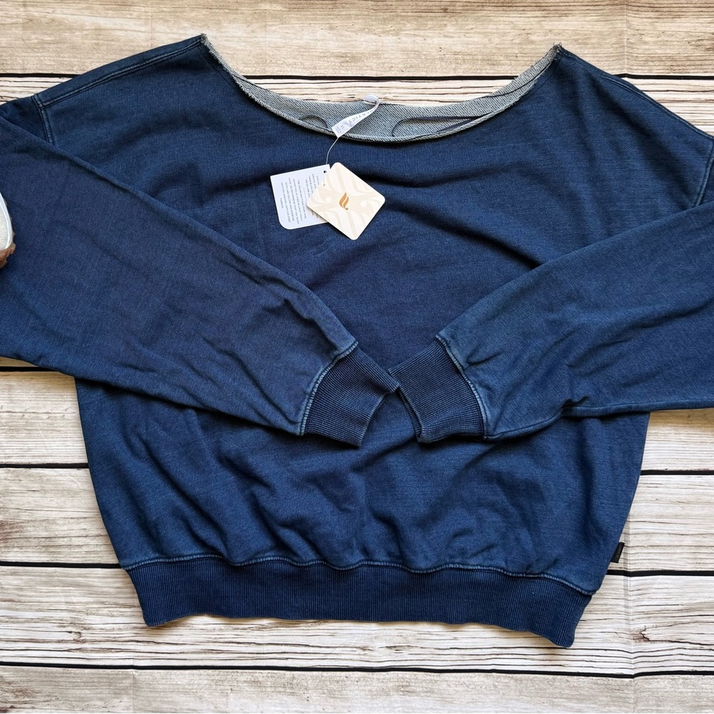 Fabletics Off-the-Shoulder Navy Sweater